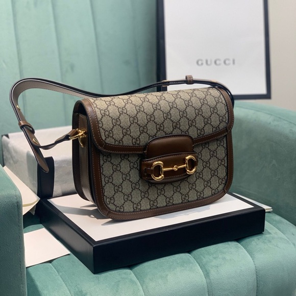 📧 Gucci Horsebit 1955 Brown Shoulder Bag - Picture 1 of 8